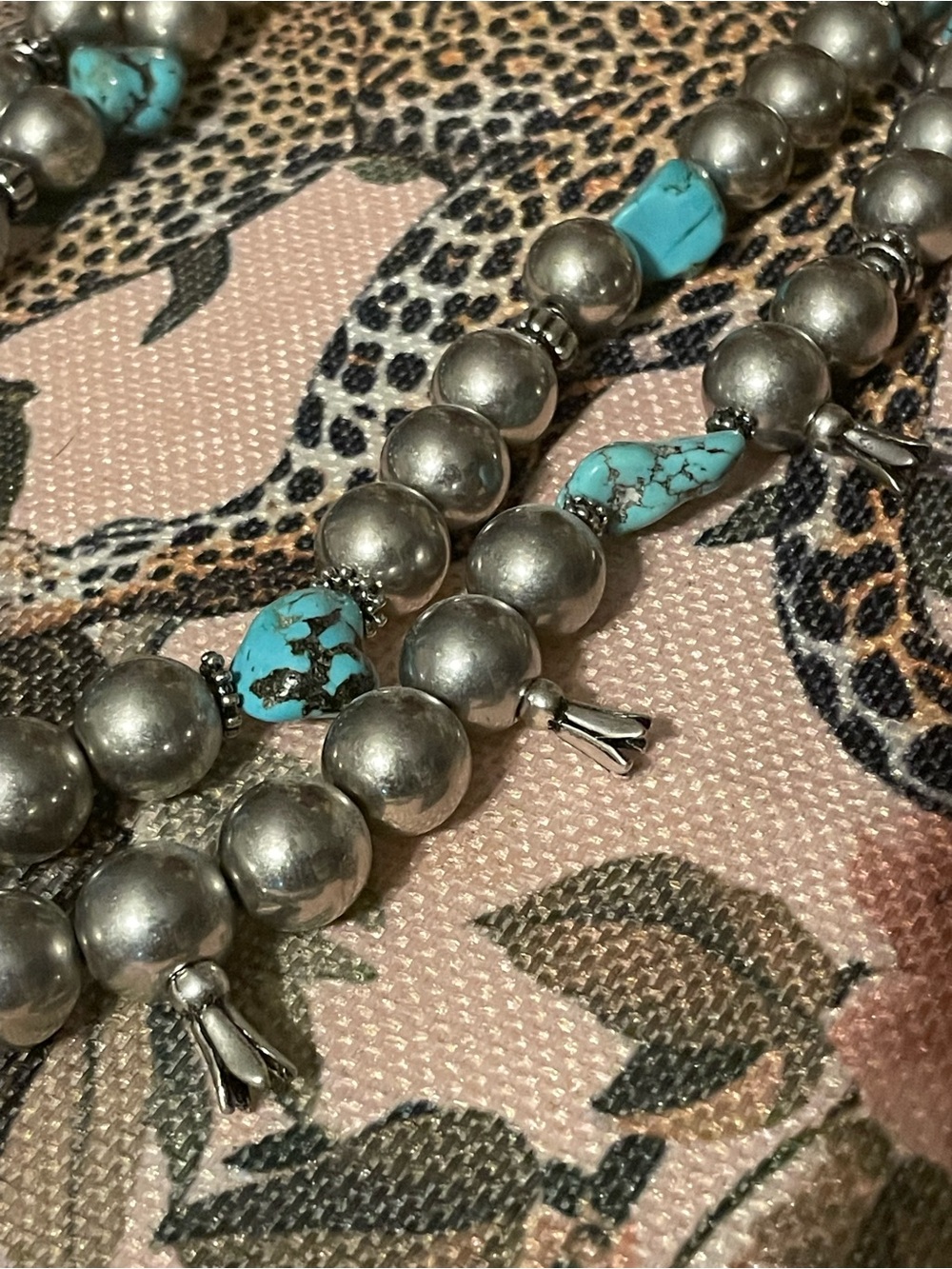Chico's Silver-Tone Squash Blossom Necklace with Turquoise Stones - Picture 3 of 4
